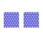 Blue Pretzel Illustrations Pattern Cufflinks (Square) Front(Pair)