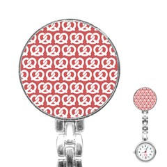 Trendy Pretzel Illustrations Pattern Stainless Steel Nurses Watch by GardenOfOphir