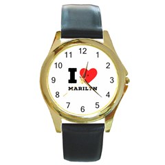 I Love Marilyn Round Gold Metal Watch