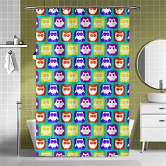 Colorful Whimsical Owl Pattern Shower Curtain 48  X 72  (small)  by GardenOfOphir