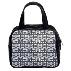 Gray And White Owl Pattern Classic Handbag (two Sides) by GardenOfOphir