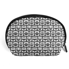 Gray And White Owl Pattern Accessory Pouch (large) by GardenOfOphir