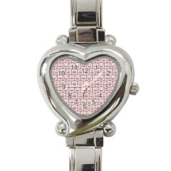 Light Pink And White Owl Pattern Heart Italian Charm Watch by GardenOfOphir