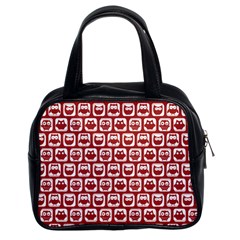 Red And White Owl Pattern Classic Handbag (two Sides) by GardenOfOphir