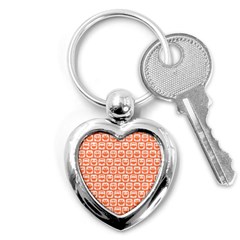 Coral And White Owl Pattern Key Chain (heart) by GardenOfOphir