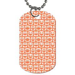 Coral And White Owl Pattern Dog Tag (one Side) by GardenOfOphir