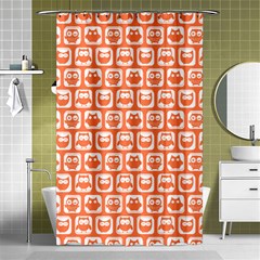 Coral And White Owl Pattern Shower Curtain 48  X 72  (small)  by GardenOfOphir