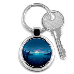 Ai Generated Ocean Sea Water Anime Nautical Key Chain (round) by Ravend