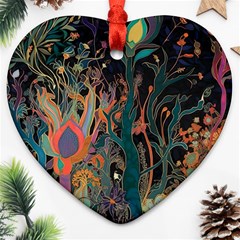 Ai Generated Trees Forest Mystical Forest Nature Heart Ornament (two Sides) by Ravend