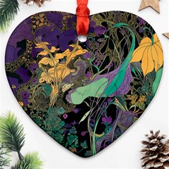 Ai Generated Flowers Trees Forest Mystical Forest Pattern Ornament (heart) by Ravend