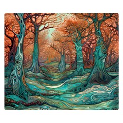 Ai Generated Tree Forest Mystical Forest Nature Two Sides Premium Plush Fleece Blanket (small) by Ravend