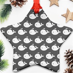 Cute Whale Illustration Pattern Star Ornament (two Sides) by GardenOfOphir