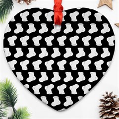 Black And White Cute Baby Socks Illustration Pattern Ornament (heart) by GardenOfOphir