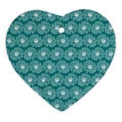 Gerbera Daisy Vector Tile Pattern Heart Ornament (two Sides) by GardenOfOphir