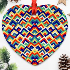 Trendy Chic Modern Chevron Pattern Heart Ornament (two Sides) by GardenOfOphir