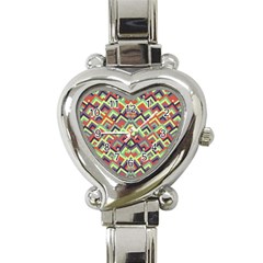 Trendy Chic Modern Chevron Pattern Heart Italian Charm Watch