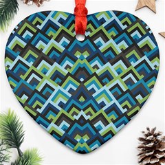 Trendy Chic Modern Chevron Pattern Heart Ornament (two Sides) by GardenOfOphir