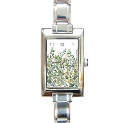 Gold And Green Eucalyptus Leaves Rectangle Italian Charm Watch by Jack14