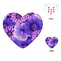 Pattern Floral Flora Flower Flowers Blue Violet Patterns Playing Cards Single Design (heart)