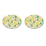 Tropical Leaf Leaves Palm Green Cufflinks (Oval) Front(Pair)