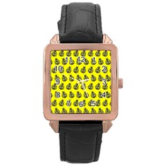 Ladybug Vector Geometric Tile Pattern Rose Gold Leather Watch 