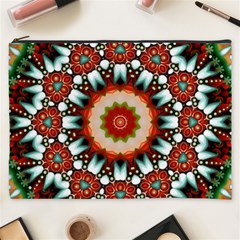 Kaleidoscope Floral Pattern Rosette Cosmetic Bag (xxxl) by Jancukart