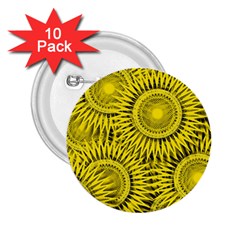 Abstract Sun Pattern Yellow Background 2 25  Buttons (10 Pack) 