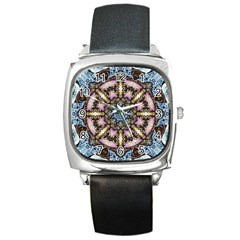 Abstract Kaleidoscope Digital Square Metal Watch