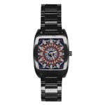 Abstract Kaleidoscope Digital Stainless Steel Barrel Watch Front