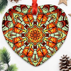 Kaleidoscope Floral Pattern Rosette Heart Ornament (two Sides) by Jancukart