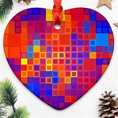 Squares Geometric Colorful Fluorescent Heart Ornament (two Sides)