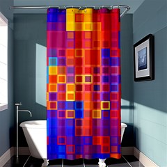 Squares Geometric Colorful Fluorescent Shower Curtain 36  X 72  (stall) 