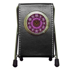 Rosette Mosaic Kaleidoscope Abstract Background Pen Holder Desk Clock