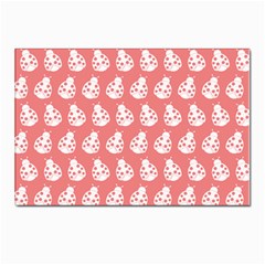 Coral And White Lady Bug Pattern Postcard 4 x 6  (pkg Of 10) by GardenOfOphir