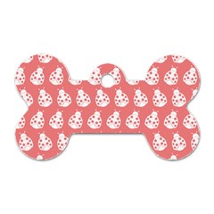 Coral And White Lady Bug Pattern Dog Tag Bone (two Sides) by GardenOfOphir