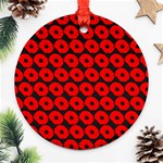 Charcoal And Red Peony Flower Pattern Round Ornament (Two Sides) Front