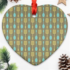 Spatula Spoon Pattern Heart Ornament (two Sides) by GardenOfOphir