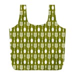 Olive Green Spatula Spoon Pattern Full Print Recycle Bag (L) Front