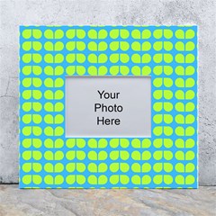 Blue Lime Leaf Pattern White Wall Photo Frame 5  X 7  by GardenOfOphir