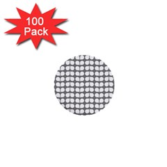 Gray And White Leaf Pattern 1  Mini Buttons (100 Pack)  by GardenOfOphir