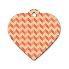 Modern Retro Chevron Patchwork Pattern Dog Tag Heart (two Sides) by GardenOfOphir