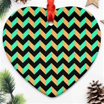 Modern Retro Chevron Patchwork Pattern Heart Ornament (Two Sides) Back