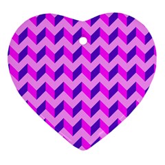 Modern Retro Chevron Patchwork Pattern Heart Ornament (two Sides) by GardenOfOphir