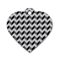 Modern Retro Chevron Patchwork Pattern Dog Tag Heart (one Side) by GardenOfOphir