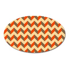 Modern Retro Chevron Patchwork Pattern Oval Magnet by GardenOfOphir