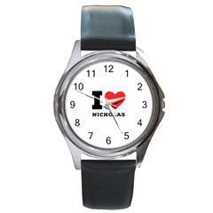 I Love Nicholas Round Metal Watch by ilovewhateva