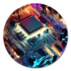 Ai Generated Motherboard City Technology Tech Cpu Magnet 5  (round)