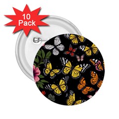 Flowers Butterfly Blooms Flowering Spring 2 25  Buttons (10 Pack) 