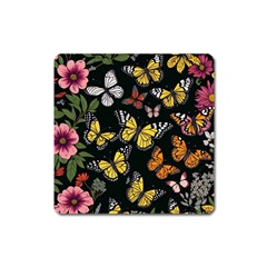 Flowers Butterfly Blooms Flowering Spring Square Magnet by Jancukart