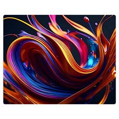 Ai Generated Waves Splash Liquid Paint Wall Two Sides Premium Plush Fleece Blanket (medium) by Jancukart